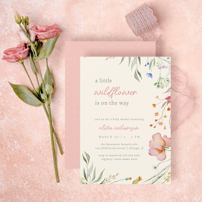 Cute Little Wildflower Floral Girl Baby Shower Invitation (Creator Uploaded)