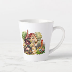 Cute Little Witch And Fox Latte Mug