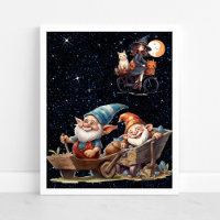 Cute Little Witch And Happy Gnome Poster