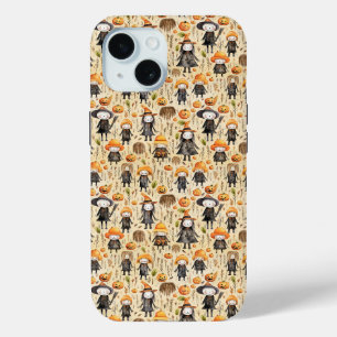 Cute Little Witch And Pumpkin Halloween Themed iPhone 15 Case