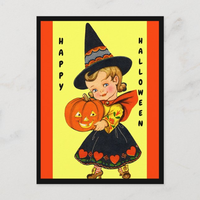 Cute Little Witch, Beautiful Halloween  Postcard (Front)
