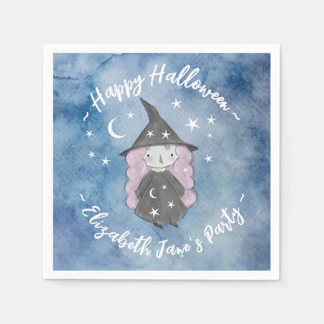 Cute Little Witch Children's Halloween Party Napki Napkin (Front)