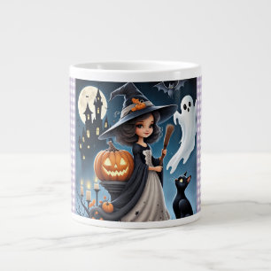 Cute little Witch Girl and Her friends Large Coffee Mug