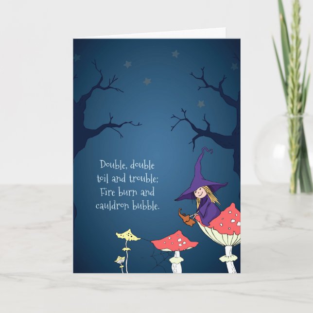 Cute Little Witch Halloween Greeting Card (Front)