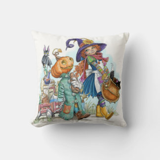 Cute Little Witch Halloween Throw Pillow