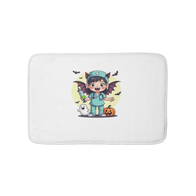 Cute little witch nurse Halloween Premium T-Shirt Bath Mat (Front)