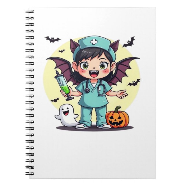 Cute little witch nurse Halloween Premium T-Shirt Notebook (Front)