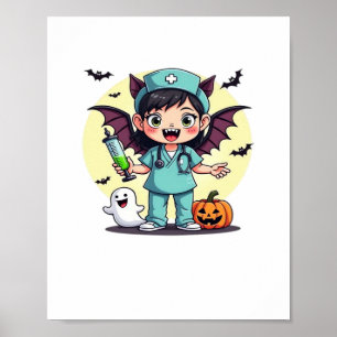 Cute little witch nurse Halloween Premium T-Shirt Poster
