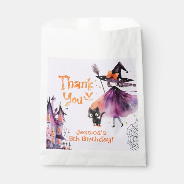 Cute Little witch Spooktacular Halloween party Favour Bag (Front)