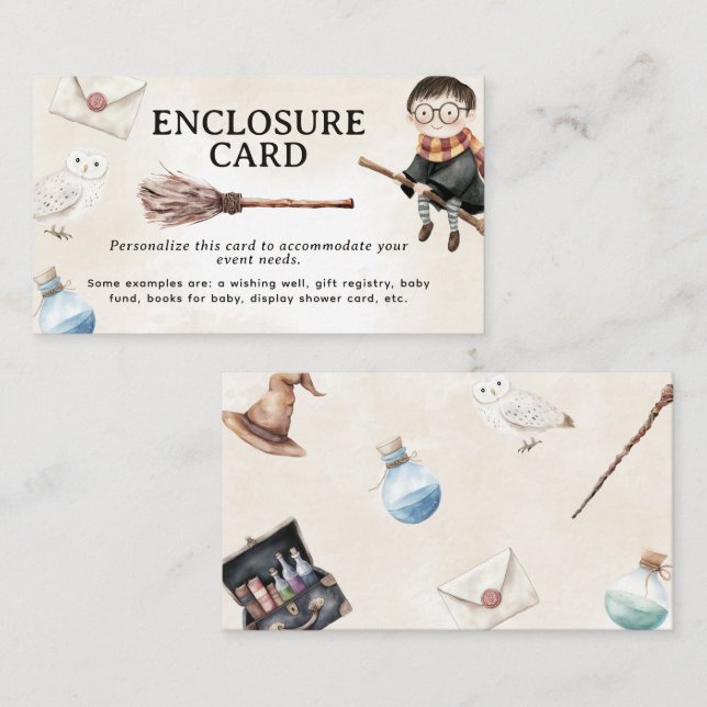 Cute Little Wizard Baby Shower Enclosure Card (Front/Back)