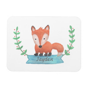 Cute Little Woodland Fox Personalised Kids Magnet