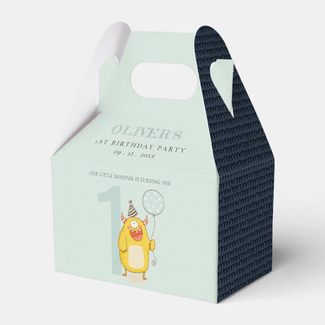 Cute Little Yellow Monster Any Age Birthday Favour Box (Front Side)