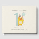 Cute Little Yellow Monster Any Age Birthday Guest Book<br><div class="desc">If you need any further customisation please feel free to message me on yellowfebstudio@gmail.com.</div>