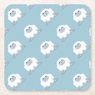 Cute Little Yeti Square Paper Coaster