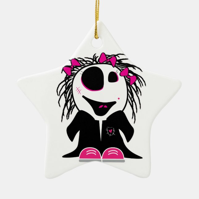 cute little zombie girly ceramic ornament (Front)