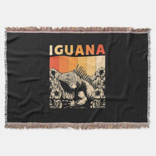 Cute Lizard Iguana Reptil Gift Iguana Throw Blanket (Front)