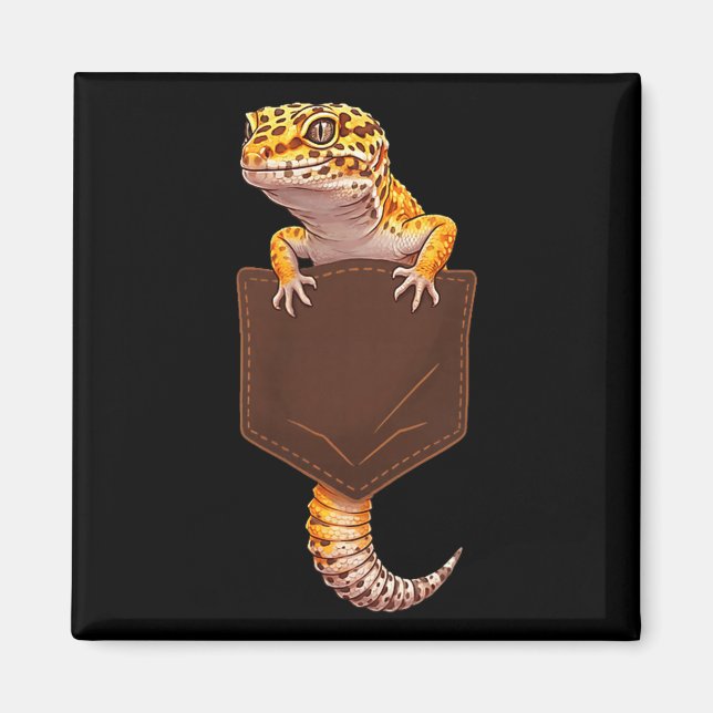 Cute Lizard Reptile Leopard Gecko Cket Funny Men W Magnet (Front)