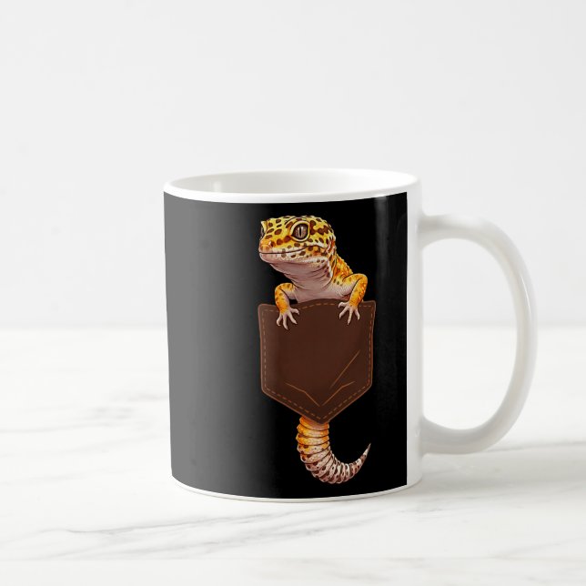 Cute Lizard Reptile Leopard Gecko Pocket Funny Men Coffee Mug (Right)