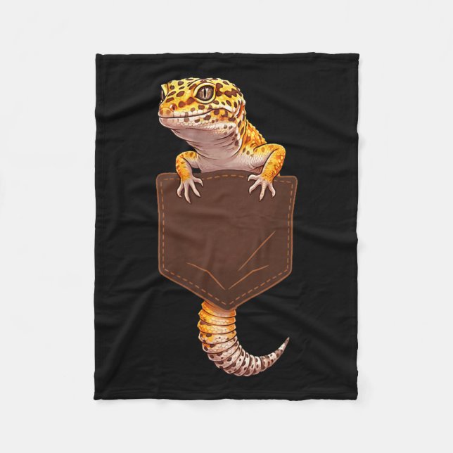 Cute Lizard Reptile Leopard Gecko Pocket Funny Men Fleece Blanket (Front)