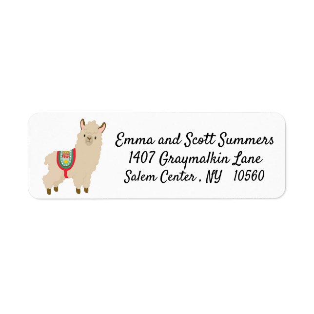 Cute Llama Alpaca Animal Address Labels (Front)