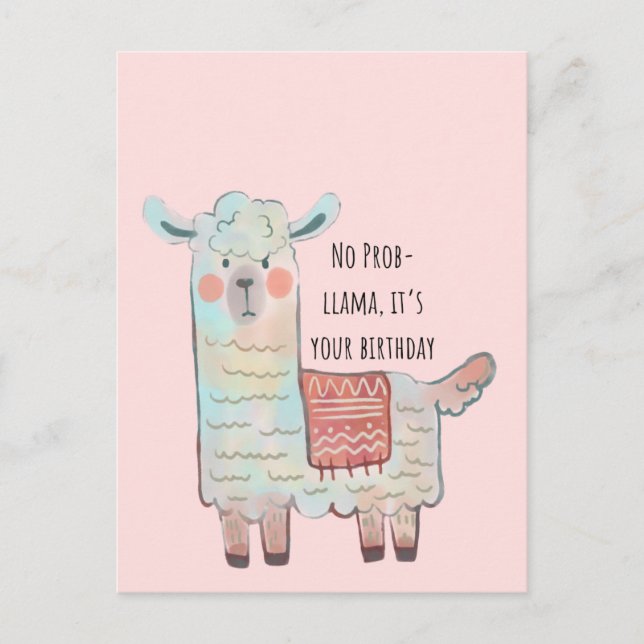 Cute llama,  alpaca animal drawing  postcard (Front)