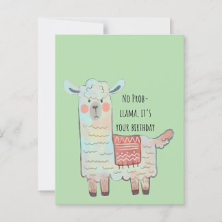 Cute llama, alpaca animal drawing postcard