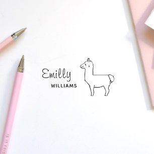 Cute Llama Alpaca Animal Personalised Kids Name Self-inking Stamp