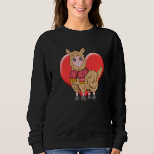 Cute Llama Alpaca Heart  Women Animal  Herd Wool Sweatshirt