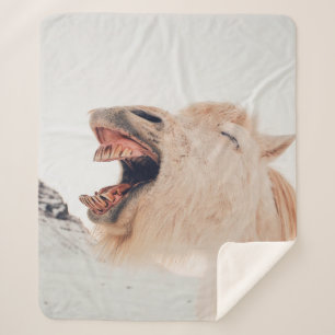 CUTE LLAMA ALPACA LAUGHING SHERPA BLANKET
