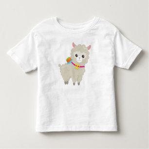 Cute Llama, Alpaca, Little Llama, Llama With Hat  Toddler T-Shirt