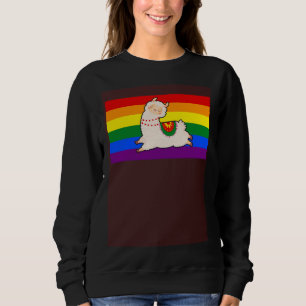 Cute Llama Alpaca Love Gay Pride Flag Floral Summe Sweatshirt