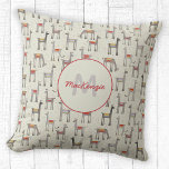 Cute Llama Alpaca Monogram Name Cushion<br><div class="desc">Adorable llama or alpaca pattern with a custom monogram name.
Personalise by changing the name and initial.</div>