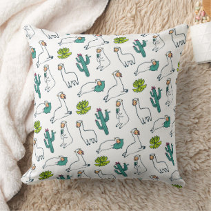 Cute Llama and Cactus Pattern Cushion