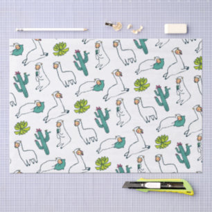 Cute Llama and Cactus Pattern Tissue Paper