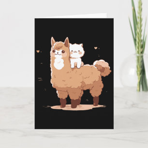 Cute Llama And Cat  Card