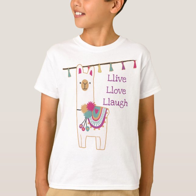 Cute llama and tassels design T-Shirt (Front)