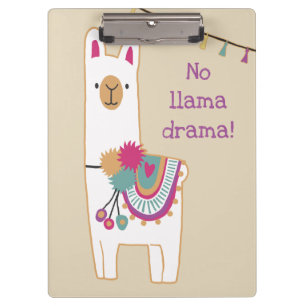 Cute llama and tassels with custom background clipboard