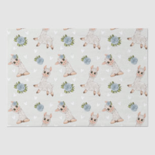 Cute llama animal alpaca flowers Tissue Paper