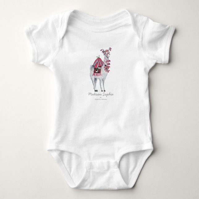 Cute Llama Animal | Baby Girl | Bodysuit (Front)