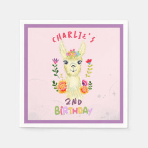 Cute Llama Animal Birthday Party Colorful Mexican Napkin