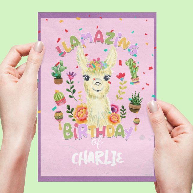 Cute Llama Animal Birthday Party Colourful Mexican Invitation (Creator Uploaded)