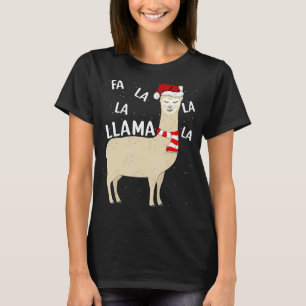 Cute Llama Animal Santa Hat Fa La La Llama Christ T-Shirt