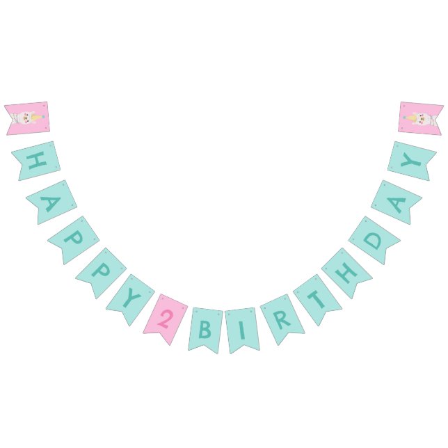 Cute Llama birthday party bunting banner (All)