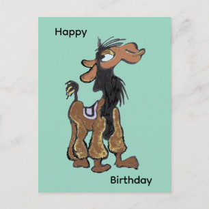 Cute Llama Cartoon Happy Birthday Postcard