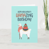 Cute Llama Cartoon Pun Llamazing Funny Birthday