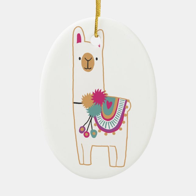 Cute llama ceramic tree decoration (Front)