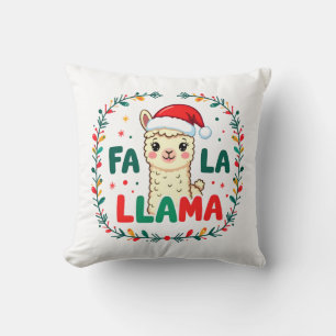 Cute Llama Christmas Design – "FÁ LA LAMA" Holiday Cushion