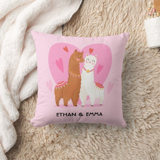 Cute llama Couple Personalised Valentine's Day Cushion (Blanket)