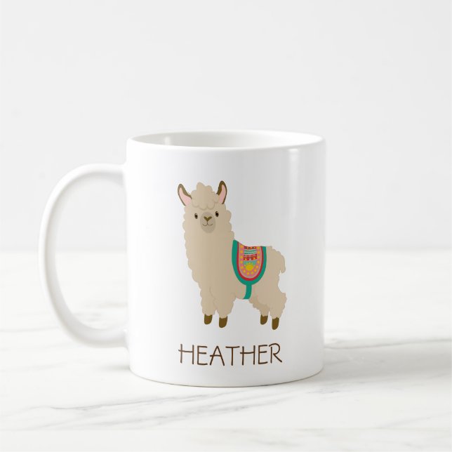 Cute Llama Custom Mane Coffee Mug (Left)