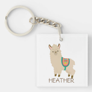 Cute Llama Custom Name Personalised Keychain